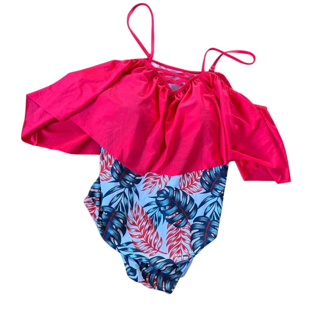Tropical‎ print women's plus size swimsuit